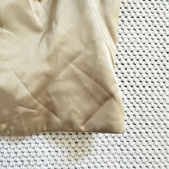 David Meister Vintage Gold Beige Shine Silk Jeweled Buttons Halter Blouse Y2K 8 - Picture 5 of 9